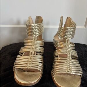 Aldo Gold Strappy Sandals Size 8.5